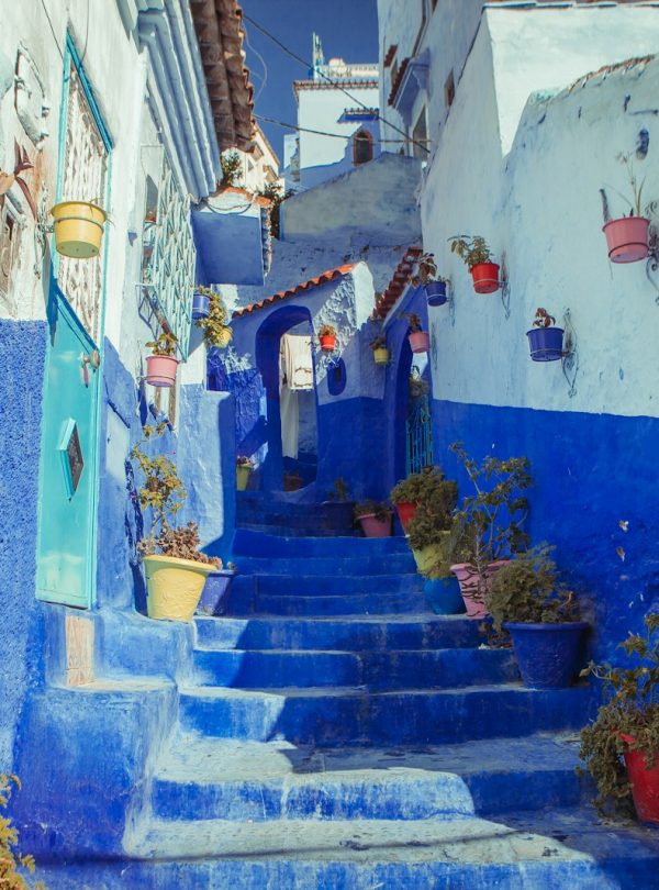 blue concrete alley stairs